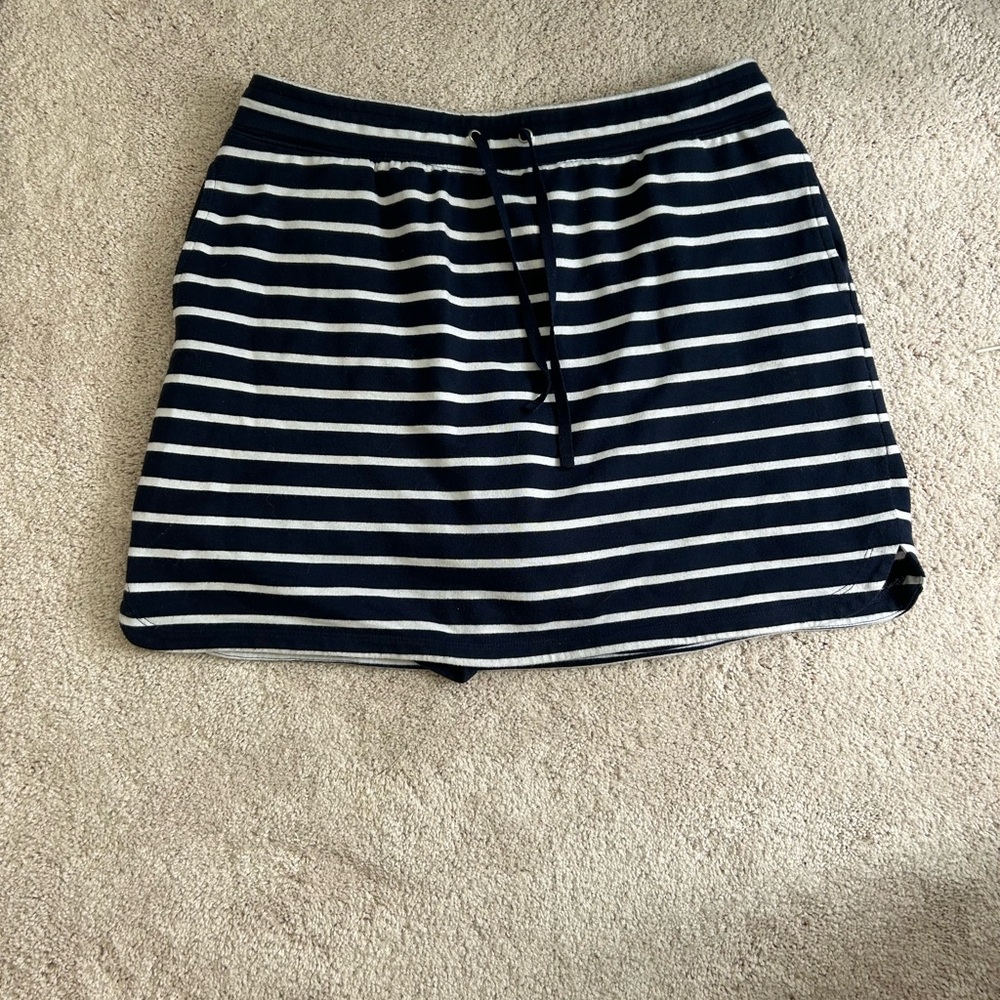 Karen Scott Navy and White Striped Skater Skirt
